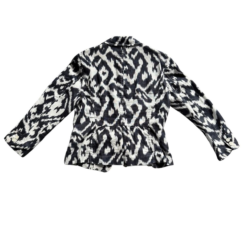 LOFT Blue White Ikat Print Blazer Size 8 Lightweight Jacket Career Casual Work - Picture 6 of 10
